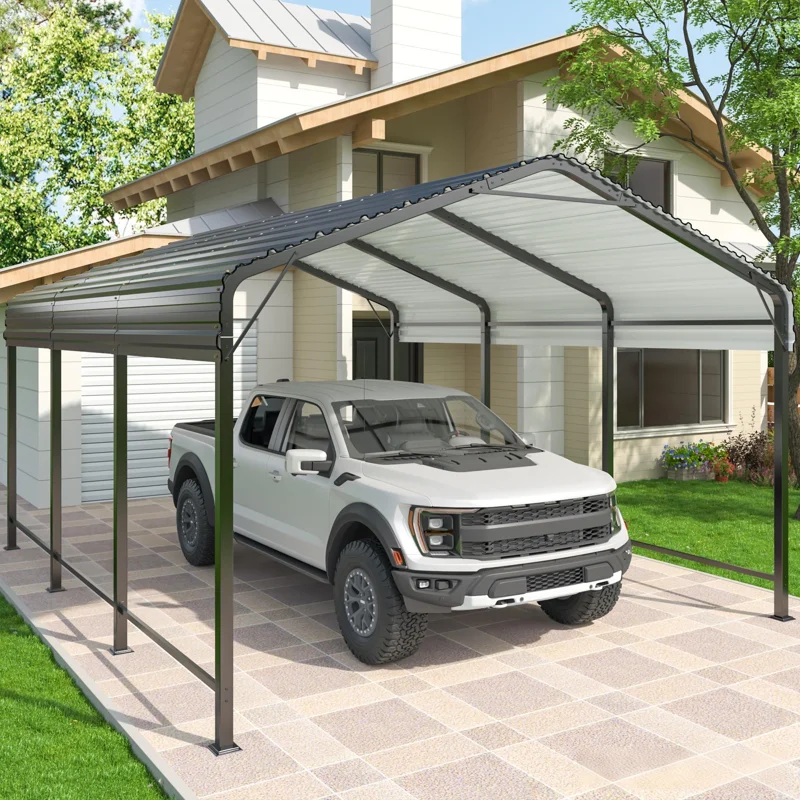 10 ft. W x 15 ft. D Metal Carport with Heavy-Duty Steel Frame and Galvanized Steel Roof